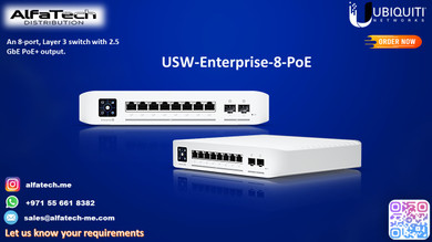 Ubiquiti USW-Enterprise-8-PoE – Layer 3 Managed PoE Switch with 2.5GbE Performance and Full UniFi Integration
