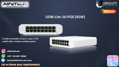 Ubiquiti USW-Lite-16-PoE – Compact Gigabit Layer 2 Switch with 45W PoE Budget