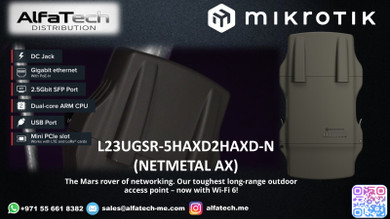MikroTik L23UGSR-5HaxD2HaxD-N (NetMetal AX): Rugged Wi-Fi 6 Outdoor Radio for High-Performance Wireless Links