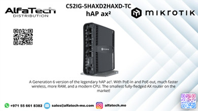MikroTik C52IG-5HAXD2HAXD-TC (HAP AX² ) : High-Performance Dual-Band Wi-Fi 6 Router for Home and Office