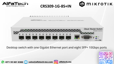 MikroTik CRS309-1G-8S+IN: 8-Port 10G SFP+ Cloud Router Switch with Compact and Fanless Design