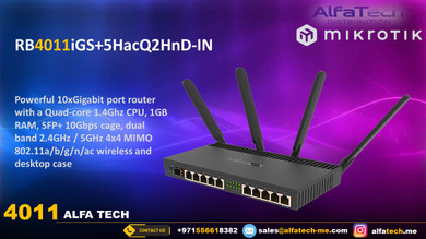 MikroTik RB4011iGS+5HacQ2HnD-IN – High-Performance Dual-Band WiFi Router with 10 Gigabit Ports and 10G SFP+ Uplink