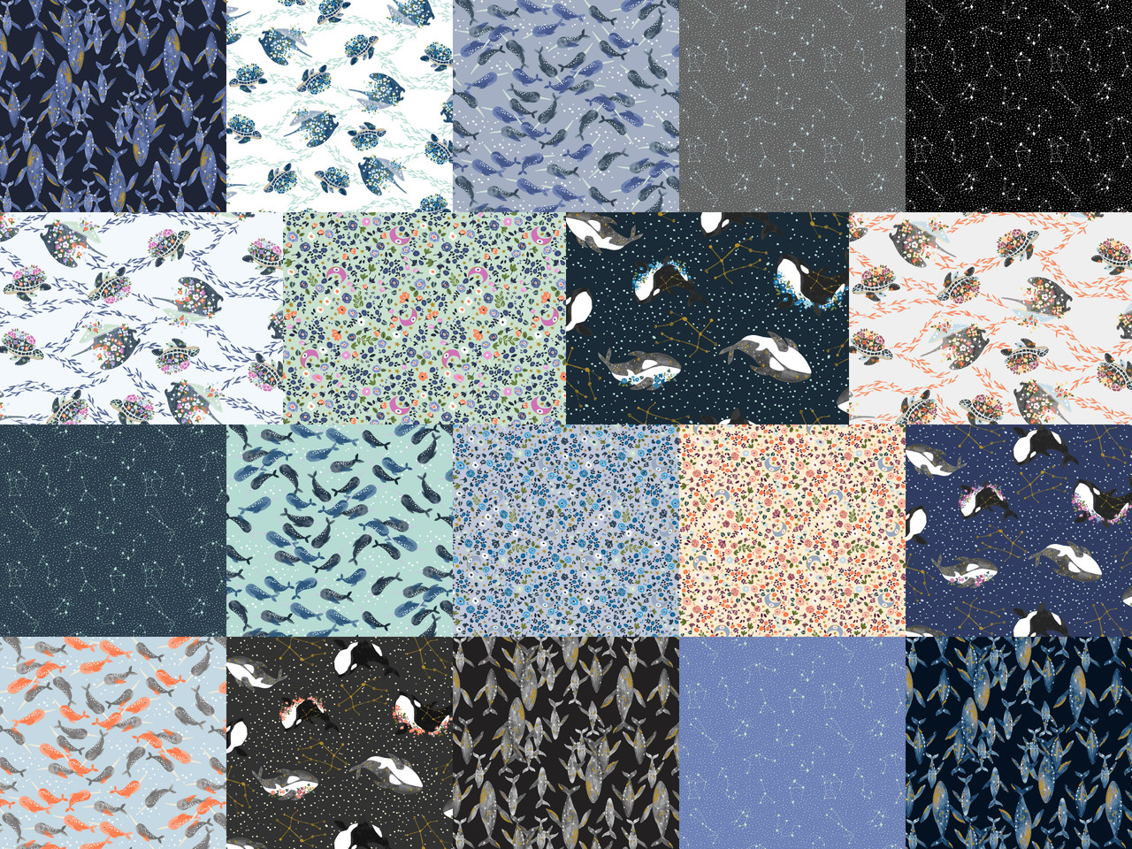 Cosmic Sea Metallic 5" squares The Iowa Quilt Block