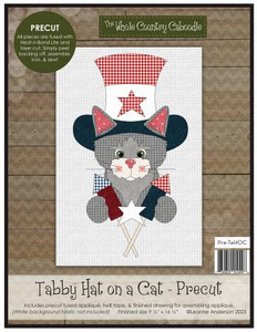 Tabby Hat on a Cat Laser cut prefused Applique Tabby Hat on a Cat Laser cut prefused Applique