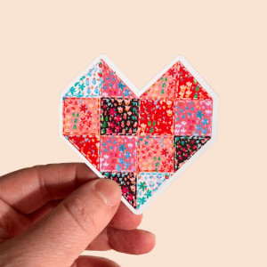 Pink Quilt Heart Vinyl Stickers Pink Quilt Heart Vinyl Stickers