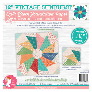 12in Vintage Sunbursts Quilt Block Foundation Papers 12in Vintage Sunbursts Quilt Block Foundation Papers