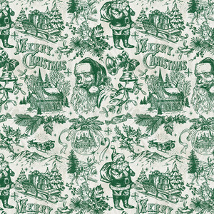 Jolly Christmas - Santa Toile Ivory/Green