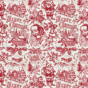 Jolly Christmas - Santa Toile Ivory/Red Jolly Christmas - Santa Toile Ivory/Red