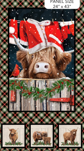 Highland Heart Cow Panel - 24" x 43"