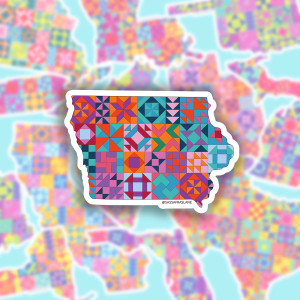 State of Iowa Quilt Sticker