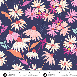 Petals and Stitches - Navy Echinacea