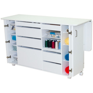 The Model 7600 Deluxe Storage Chest is the perfect piece for the sewist or embroiderer who can appreciate the convenience of an all-in-one storage and work center. Model 7600 storage chest includes a large rear drop leaf that turns the top surface into an expansive work station suitable for any cutting, sewing or quilting project. The Model 7600 Deluxe Storage Chest is the perfect piece for the sewist or embroiderer who can appreciate the convenience of an all-in-one storage and work center. Model 7600 storage chest includes a large rear drop leaf that turns the top surface into an expansive work station suitable for any cutting, sewing or quilting project.