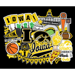 NCAA Iowa Doodle Panel 36"x43"