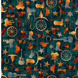 Born to Run Western Motifs - Dk Teal
