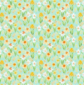 Spring Cheer Daffodils - Light Teal