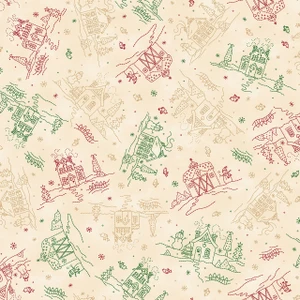 Christmastime Cottages Red/Green