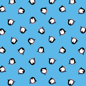 Playful Penguins Sky Blue