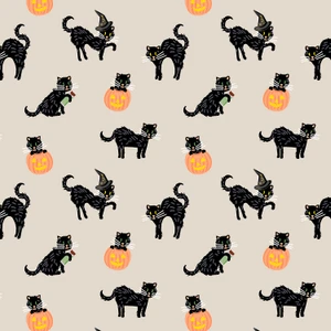 Halloween Black Cat Linen Metallic
