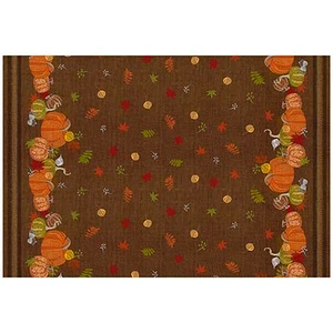 Autumn Stitches Pumpkin Canvas Double Border Brown