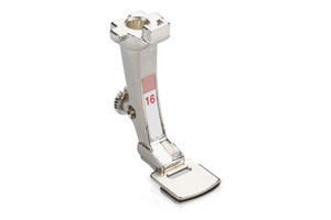 This foot gathers lightweight-to-medium weight fabrics automatically while you sew. The special indentation in the sole of allows you to sew the material being gathered to a flat piece of fabric in a single operation. The flat material is slipped into the indentation so that it isn’t gathered at the same time.
This foot comes in two widths, this is the Narrow foot for 5.5mm machines. This foot gathers lightweight-to-medium weight fabrics automatically while you sew. The special indentation in the sole of allows you to sew the material being gathered to a flat piece of fabric in a single operation. The flat material is slipped into the indentation so that it isn’t gathered at the same time.
This foot comes in two widths, this is the Narrow foot for 5.5mm machines.