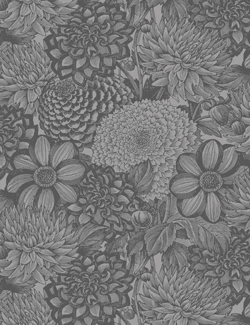 108" Wide Back Grey Floral 108" Wide Back Grey Floral
