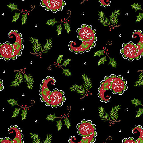 Christmas Paisley 1516-99 Black Christmas Paisley 1516-99 Black