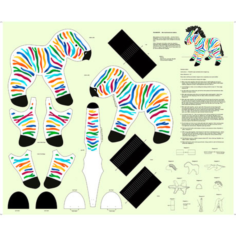 Rainbow Zebra Stuffie Panel