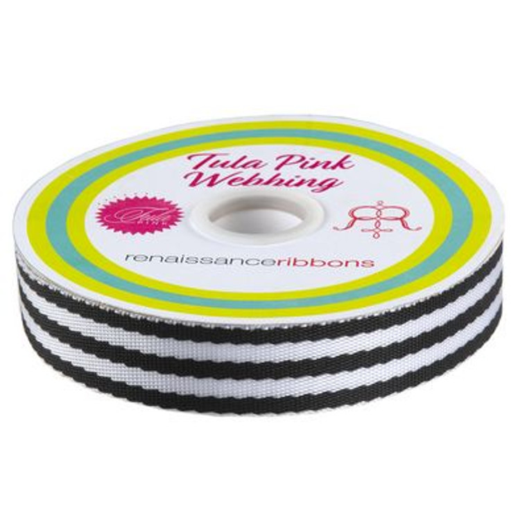 Tula Pink 1 1/2 in Webbing Black and White