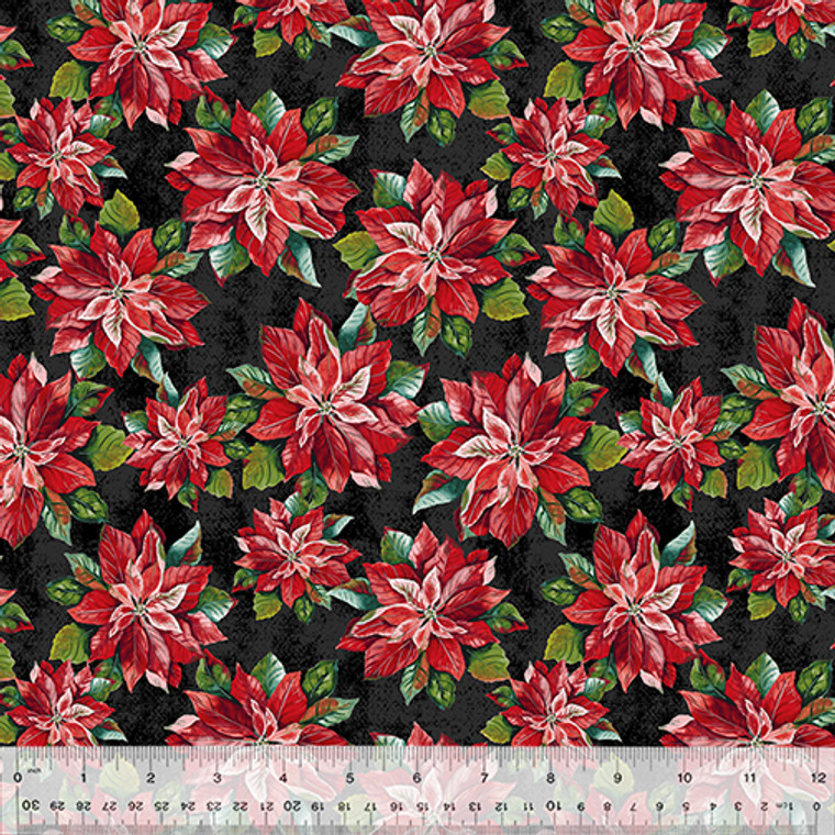 Holiday Greetings - Poinsettias, Black