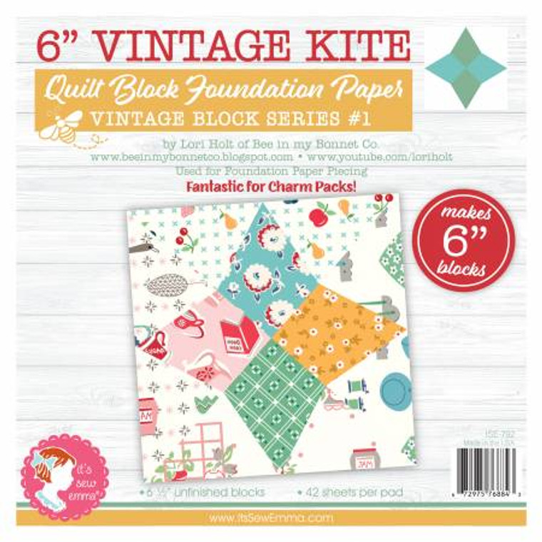 6in Vintage Kite Quilt Block Foundation Paper