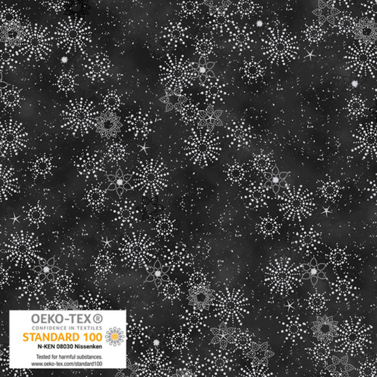 Frosty Snowflake- Black Silver Dotted Stars