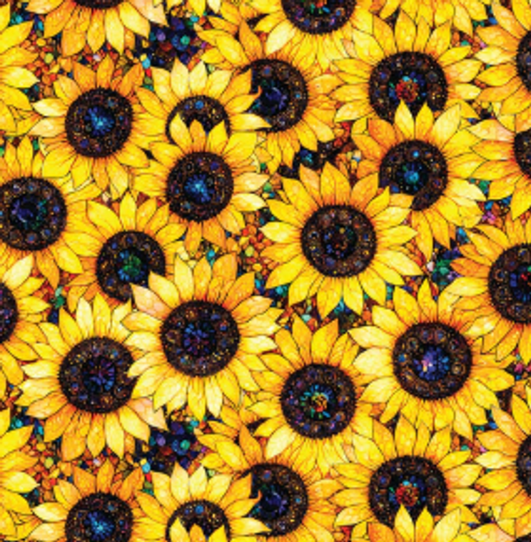 Sonny in Sunflowers - Stained Glass Sunflowers - Yellow