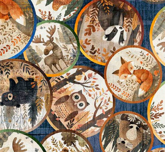 Bearsville Animal Tondos - Navy