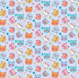 Purrty Plants and Cats Kitty Heads - Lt Lilac