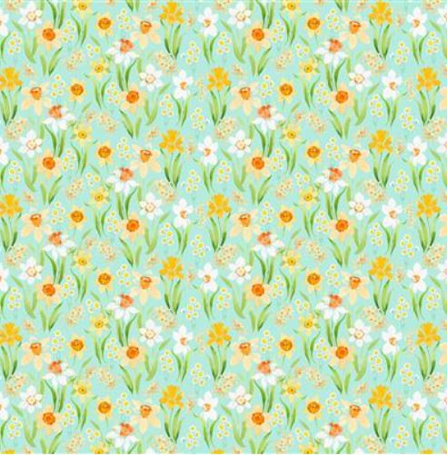 Spring Cheer Daffodils - Light Teal