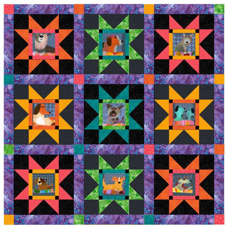 Dog Days Quilt Kit: 57" x 57" - Includes Binding