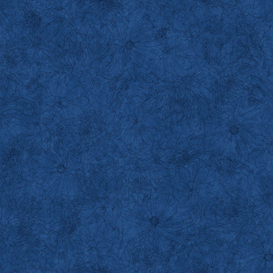 Fine Line Floral 108" Wide Deep Navy