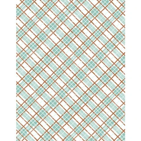 Woodland Whimsy Plaid White Teal