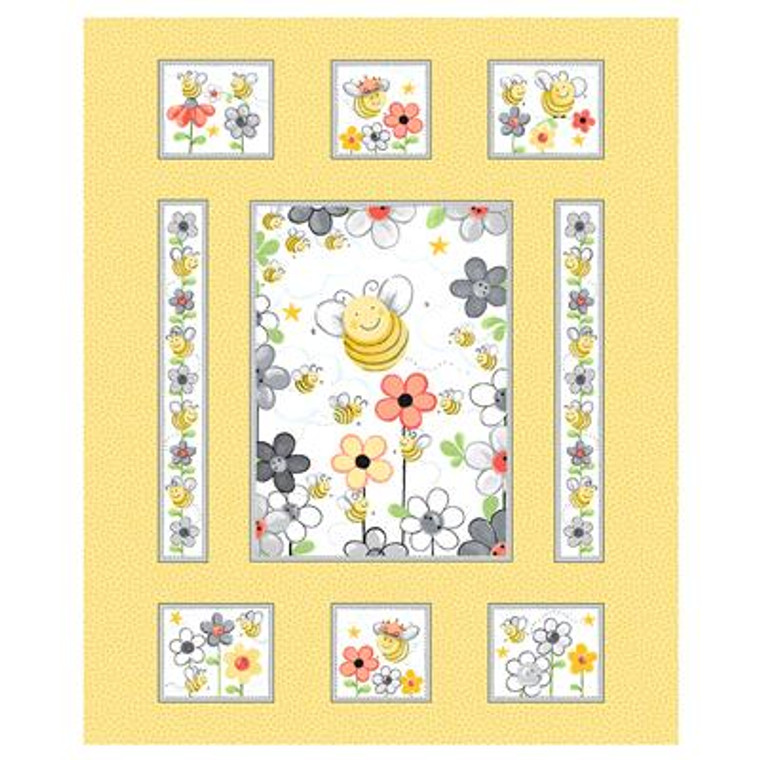 Sweet Bees 36" Quilt Panel Yellow SB20360-310