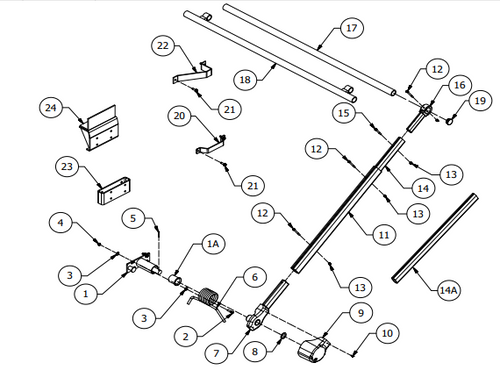 Dura Flip: 19/32" Pivot Arm Assembly (28'-32')