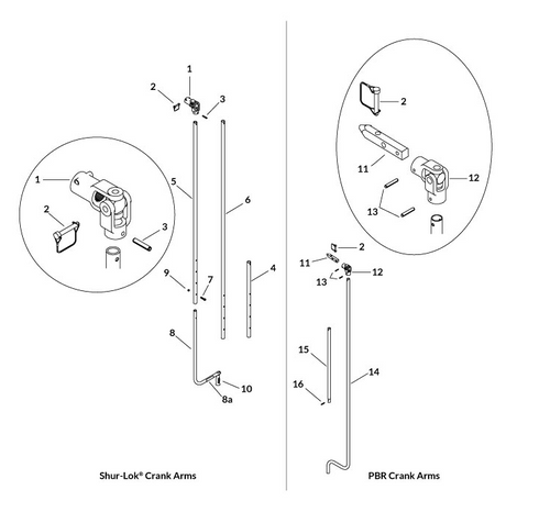 Standard Shur-Loc® Crank Arm Kit: 33" Ext.