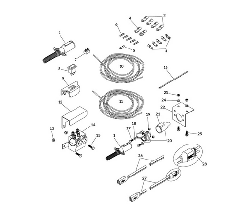 Cab Wiring Kit: 40 Amp- Wireless- 20'