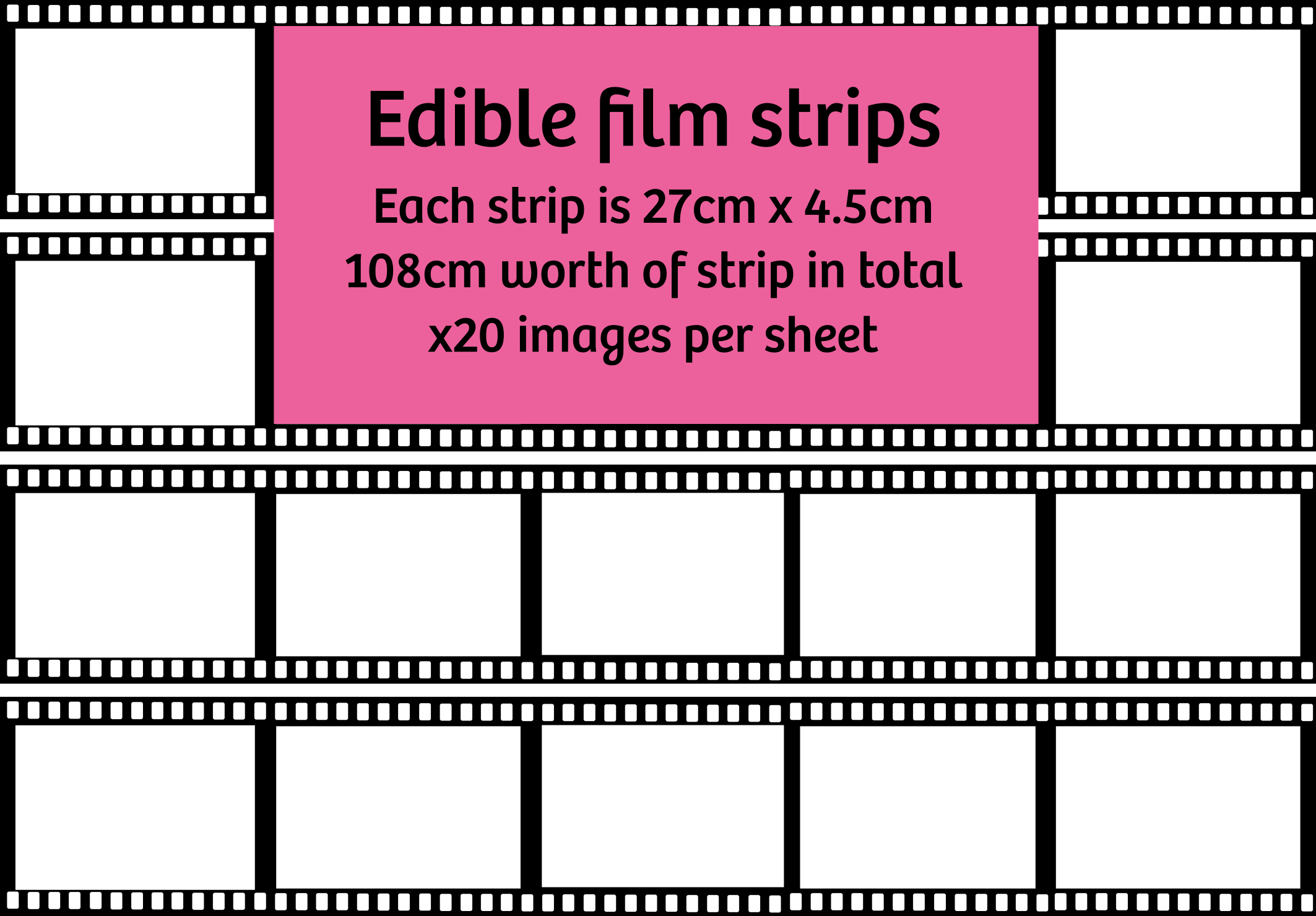 Custom edible film strips 4.5cm x4 strips Edible Image Printing