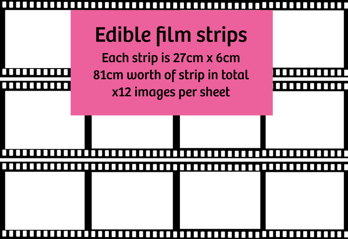 Custom edible film strips - 6cm x3 strips - Edible Image Printing
