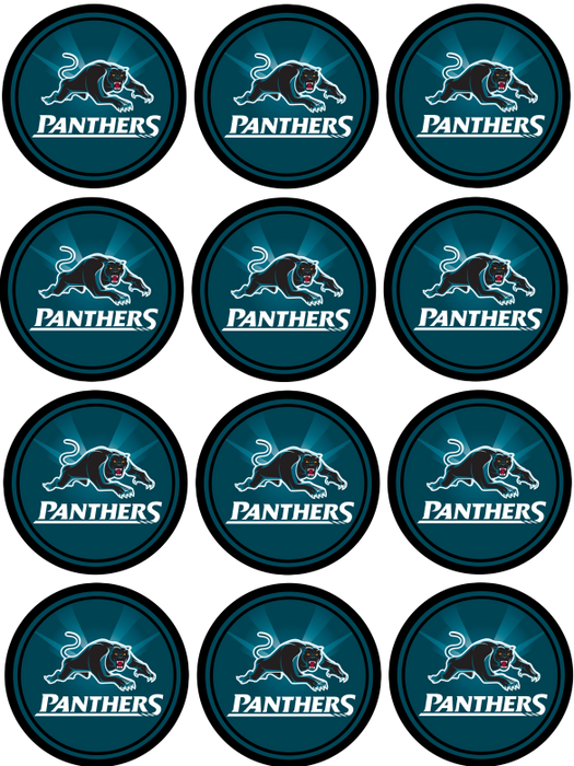 Panthers 5cm wafer card cupcake toppers - Edible Image Printing