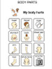 Sample Pain and Body Parts communication board with large images, large print