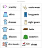 Picture labels for a woman's clothing and accessories