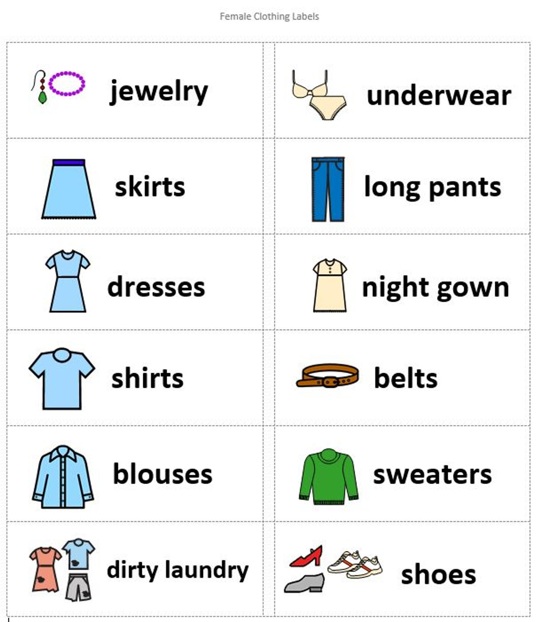 A1 Tarjetas de vocabulario: Ropa en inglés - Twinkl