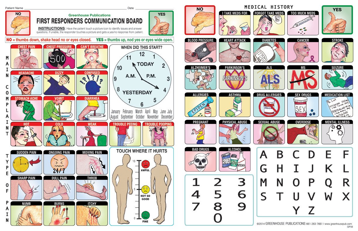 Patient Communication Boards for EMTs, First Responders | Say it with ...