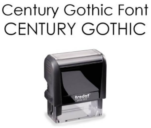 Our student name stamps use Century Gothic font, or select from others